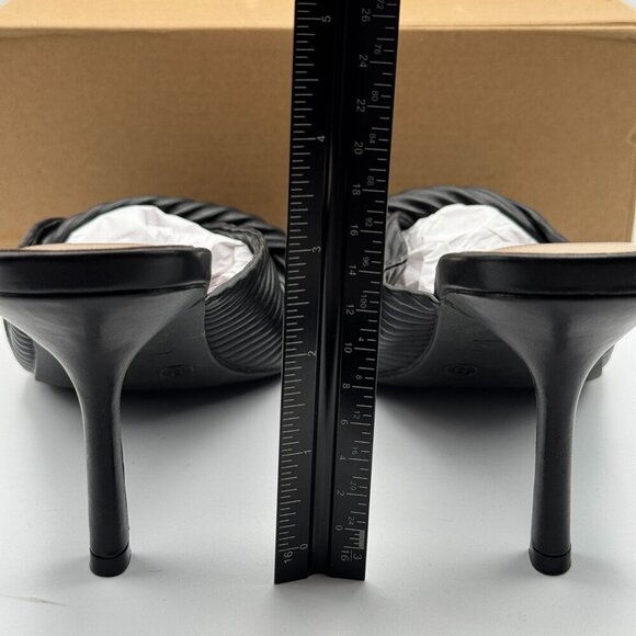 Tru Comfort Greer Black Pleated High Heel Mules Square Toe Slip In Sandals 9 - Picture 2 of 9